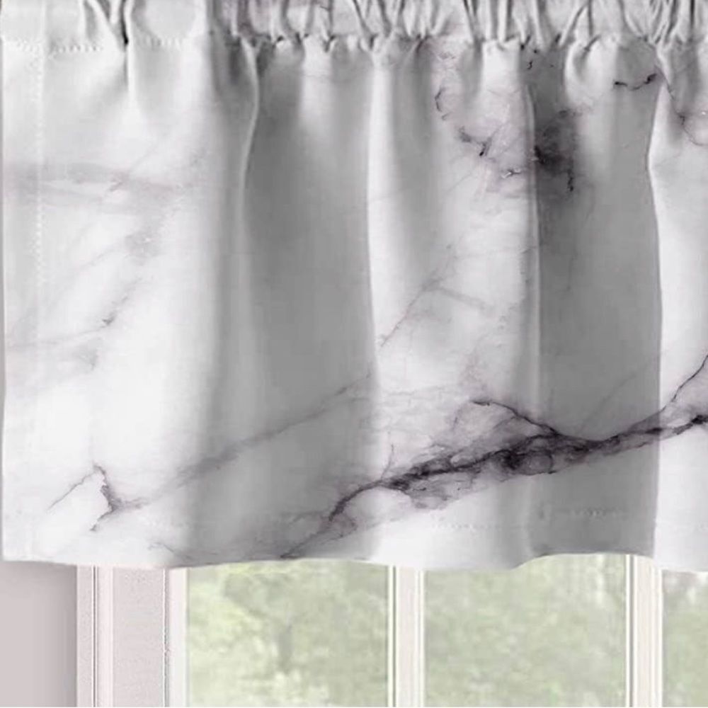 Set of two modern art marble window toppers/valance